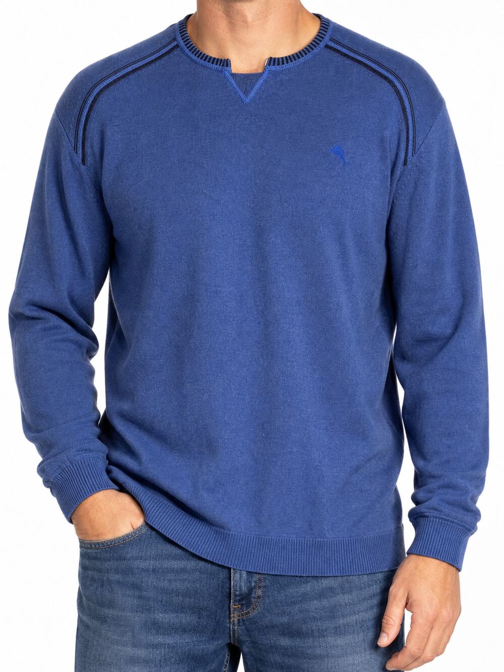 Tommy Bahama Men's Blue 100% Cotton Pullover Sweater XL Preppy Country Club